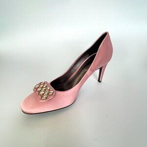 Bottega Veneta 454350 Women's Crepe Satin Stiletto shoe Pastel Pink Sz. 38 or 39